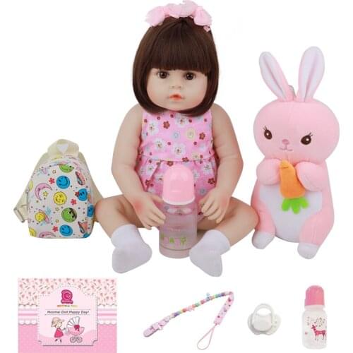 Lifelike Bebe Reborn Girl Doll 48CM Full Silicone Vinyl Body Realistic Newborn Baby Toy For Childrens Day Gifts Present 18 Inch
