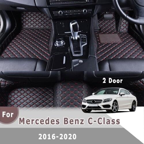 RHD Car Floor Mats For Mercedes Benz C-Class 2 Door 2020 2019 2018 2017 2016 Custom Leather Carpet Car Accessories Foot Pad Rug