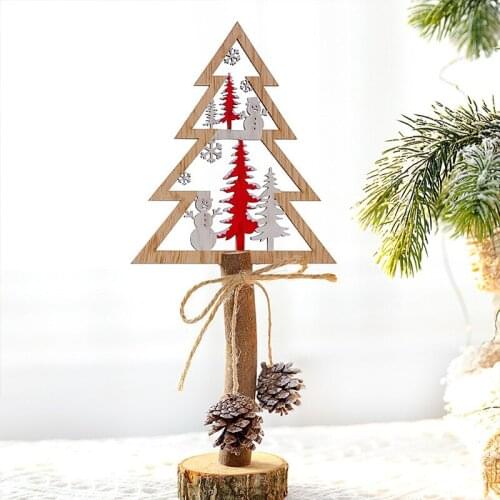 Christmas Trees Decor Festival Party Wooden Ornament Craft Xmas Tree Table Desk Decoration Souvenir Gift for Kids Children xx124