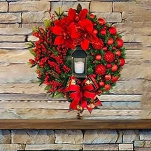 Christmas Door Wreath Holiday Wreath Home Window Wall Decoration Flower Ring Celebration Party Decoration Wreath