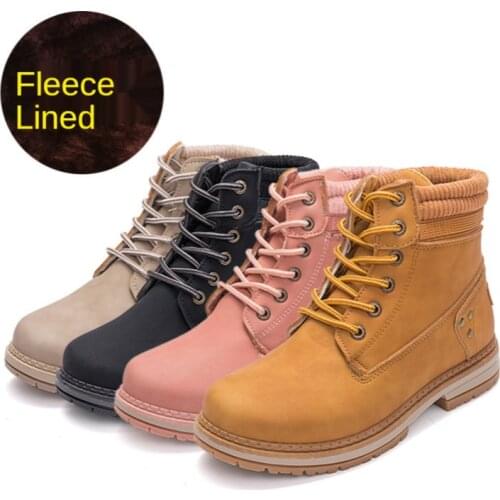 Women Boots 2021 Autumn and Winter New Martin Boots Plus Velvet Warm Fur Plush Womens Snow Boots Round Toe Thick-soled Shoes