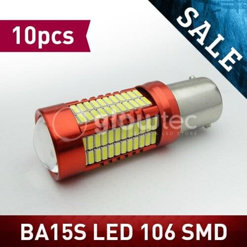 10pcs BA15S 106 SMD LED 1156 1157 LED Bulbs - 106SMD headlight fog light bulb Super Bright White 4014 Chips GLOWTEC