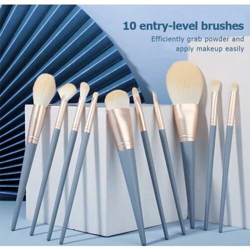 10Pcs Makeup Brushes With Bag EyeShadow Blending Eyeliner Eyelash Eyebrow Lip Make up Beauty Cosmestic Brush