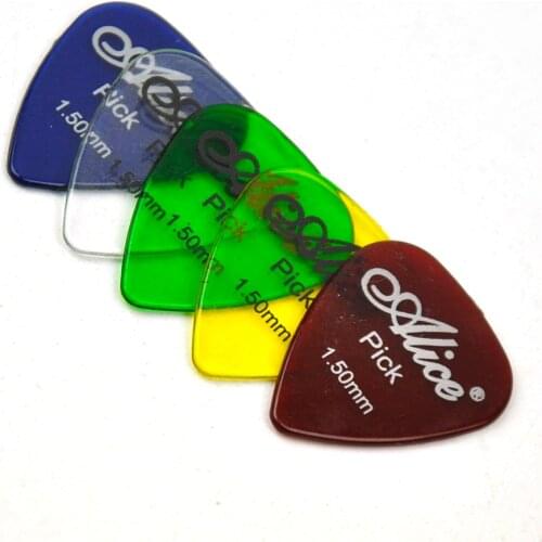 Lots of 100pcs Alice AP-H 1.5mm Glossy Clear Transparent PC Guitar Picks Mixed Colors