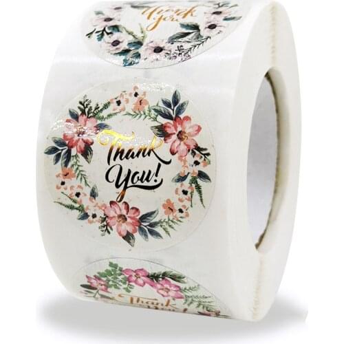 500Pcs/ Roll Label Flower Thank You Stickers Scrapbooking For Gift Decoration Stationery Sticker Seal Label Handmade Sticker