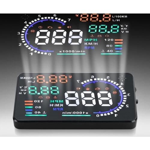 A8 OBD II 5.5" HUD Car Head Up Display Windscreen Projector Vehicle Speed Warning Fuel Consumption Car Driving Data Diagnosis