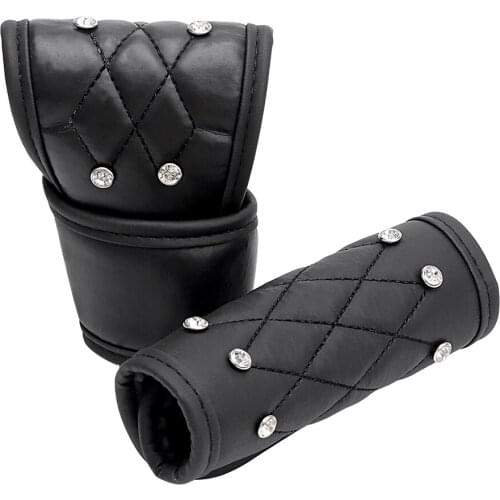 Padding Gear Shift Knob Cover Crystal Leather Handbrake 2Pcs/Set Car Auto Hand Brake Gear Cover Universal