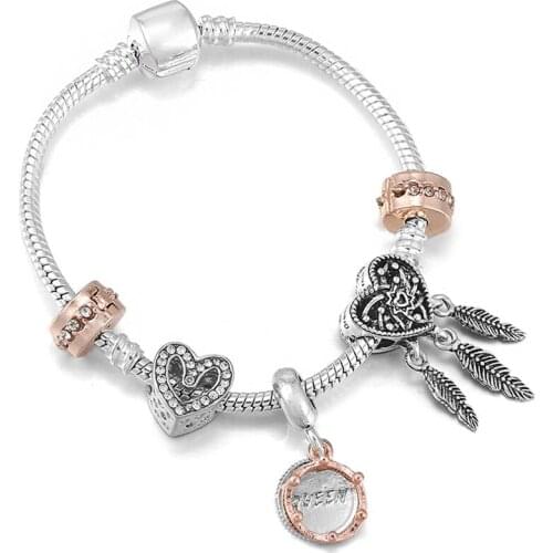 BAOPON Fashion Crown Charm Bracelets Luxury Brand Silver Color Chain Beads Bracelets For Women Jewelry Gift Pulseras