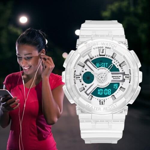 SANDA Top White Women Sports Watches Women Waterproof Ladies Jelly Watches Rosegold Swimming reloj mujer relogio feminino 892