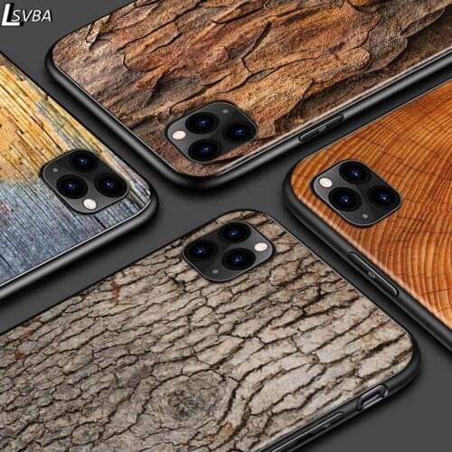 Texture Wood For iPhone 12 Pro Max Mini 11 Pro XS Max X XR 6S 6 7 8 Plus 5S Bright Black Phone Case