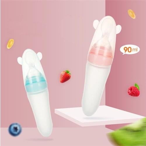 Baby Spoon shaped bottle Silicone Rice Paste Bottle Feeding Soft Head Liquid Squeezed Baby Food Supplement Supplies for kids