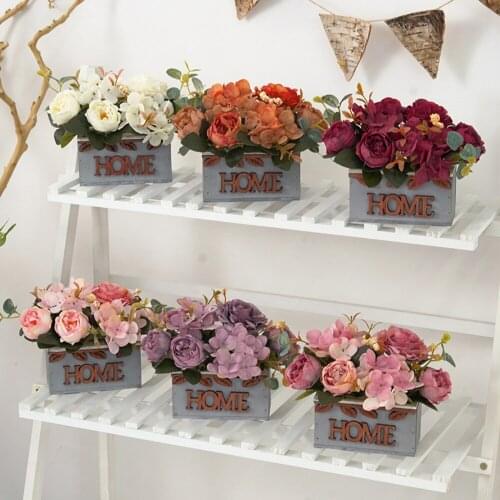 Artificial FFower Bonsai Wreath Silk Garden Flower Branch Eucalyptus Wreaths For Front Door Outdoor Floral Hydrangea