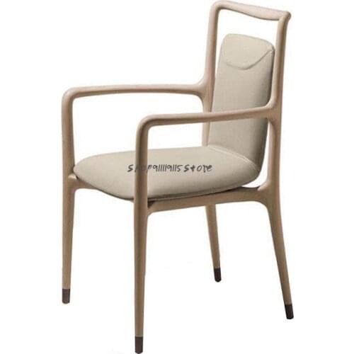 Custom Simple Dining Chair Nordic Light Luxury Dining Table Chair Black Walnut Solid Wood Study Chair Lazy Leisure Modern Armcha