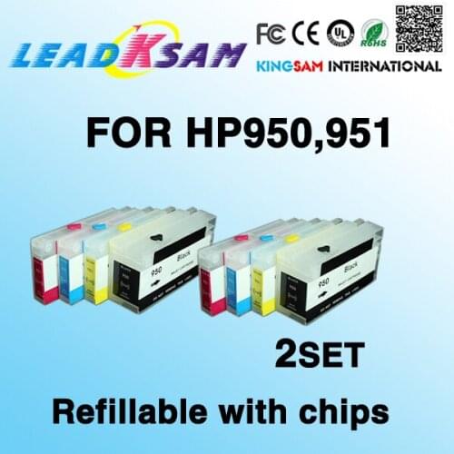 2Set Refillable Ink cartridge for hp950 951 for hp 950 950xl 8610 8620 8640 8680 8615 8625 8600 8100