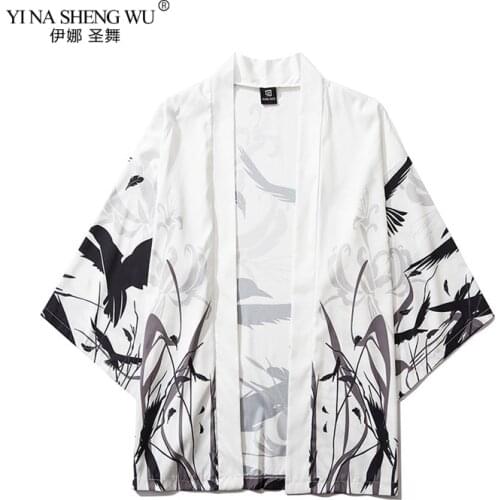 Japanese Style Samurai Kimono Streetwear Men Women Cardigan Japan Harajuku Anime Robe Anime Clothes Beach Kimono Shirt Robe