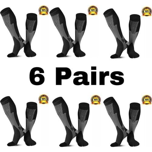 Compression Socks Soccer Football Varicose Veins Tube Stockings Men Women Socks Running Marathon Sports Socks 1/2/3/4/5/6 Pairs