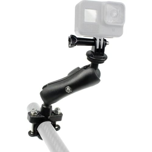 Motorcycle Handlebar Rear Mirror Rail Stand Bracket 1/4 Tripod Adapter for GoPro for Osmo Action Camera Adjustable Holder Mount