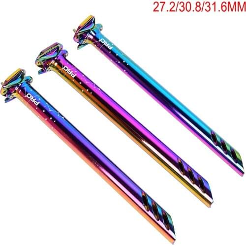 MTB Road Bike Seatpost Full CNC Colorful Mountain Bicycle Seatpost Rainbow Color Seat Post Seat Tube 27.2/30.8/31.6mm*380mm