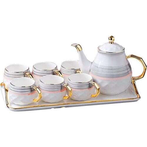 INS European Luxury Exquisite Carving Coffee Cup Set Creative Ceramic Cold Water Kettle Tee Cup Tray Beautiful Gift Box