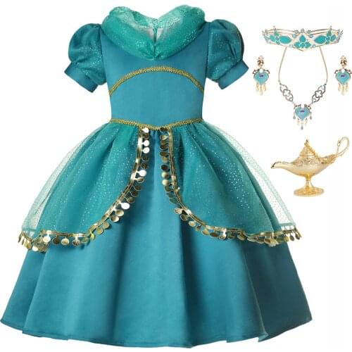 Princess Outfit Jasmine Ball Gown for Girls Aladdin and the Magic Lamp Costume Carnival Children Jasmine Cosplay Party Dress up