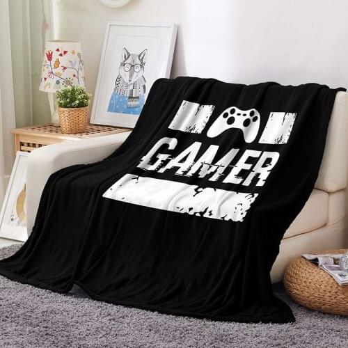 Gamepad Blankets and Throws Cartoon Kids Flannel Warm Blanket Throw for Sofa Blankets Winter Custom Blanket for Beds