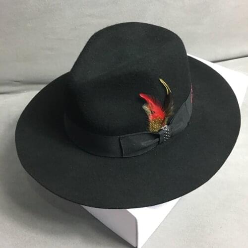 Autumn and Panama winter new woolen avatar jazz hat personality feather literary Japanese men and women hat top hat