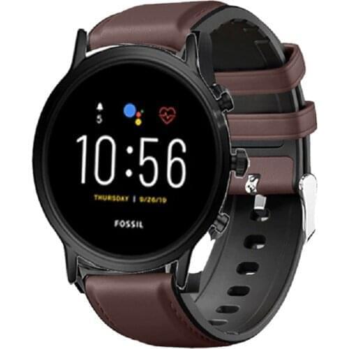 Silicone + Leather strap For Fossil Gen 5 Carlyle HR Julianna HR Band for Fossil Sport 43mm / Q Explorist HR Gen 4 Belt Band