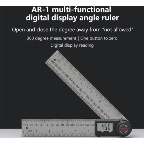 2-in-1 Folding Measuring Ruler Angle Ruler Straight Ruler Digital LED Display 360 Degree Measurement Interior Angle Exterior