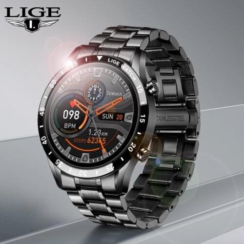 LIGE New 2021 Smart Watch Men Heart Rate Blood Pressure Information Reminder Sport Waterproof Smart Watch for Android IOS Phone