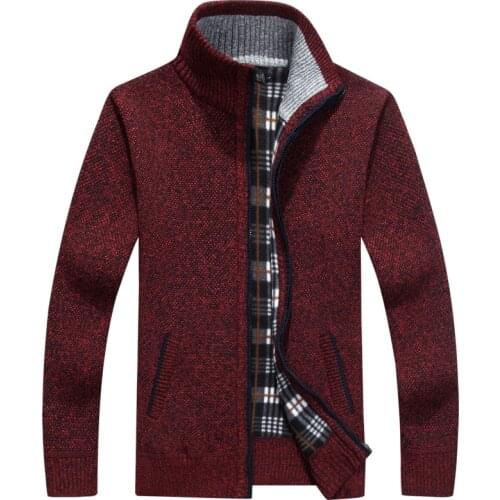 New Fashion Mens Sweaters Autumn Winter Warm Cashmere Wool Zipper Pullover Sweaters Man Casual Knitwear Plus Size XXXL