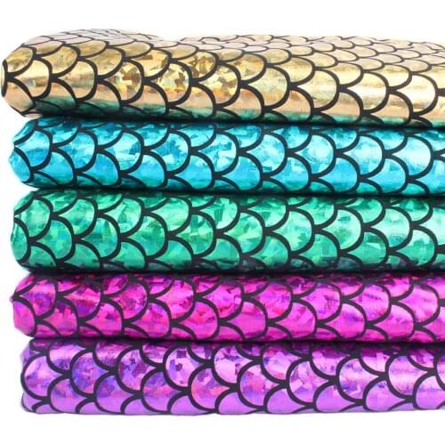 1 yard 92cm Sparkly Scale Mermaid Fabric Hologram Spandex 2 Way Stretch fabric for skirt tail swimwear - 60" Wide