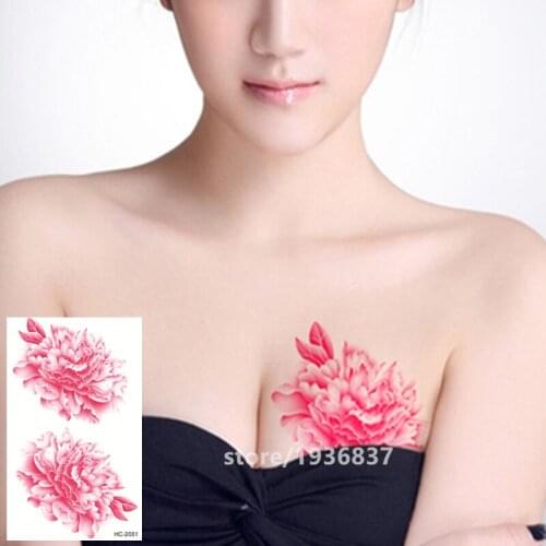 Nu-TATY Waterproof Temporary Tattoo Sticker 5 Set Flower Series Pink Peony Sexy Flowers Classic Chinese Style