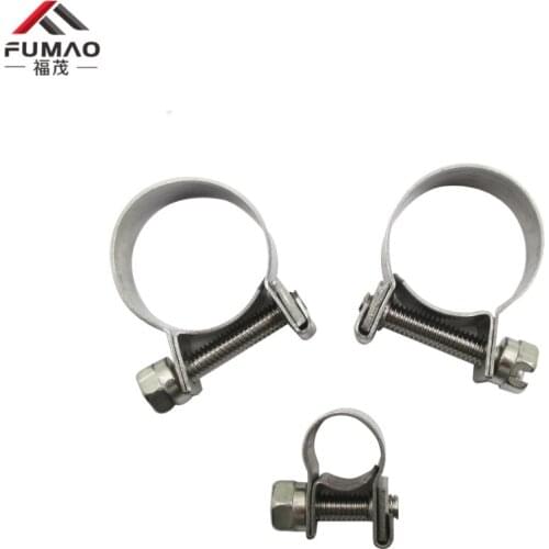 FUMAO 304 Stainless Steel Hose Hoop Pipe Clamp Clip Mini Fuel Line Hose Clip Diesel Petrol Pipe Clamp adjust range 6-33mm