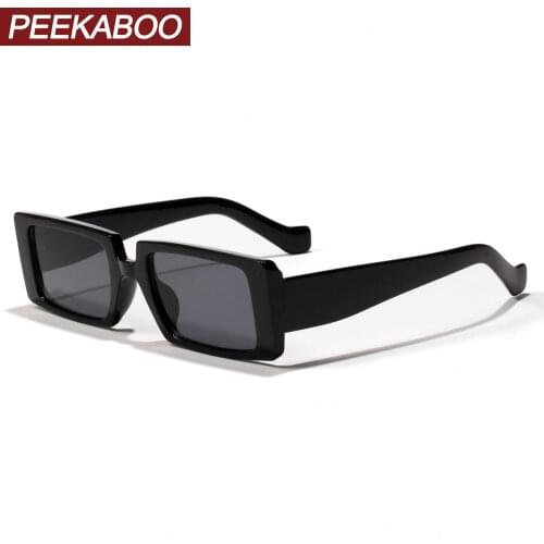 Peekaboo black rectangular sunglasses women retro summer beach male sun glasses female square green leopard gift items uv400
