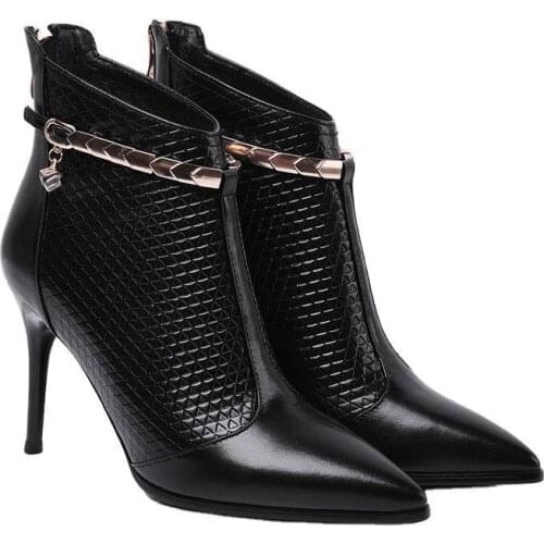 Womens Short Boots Pointed Toe Stiletto High Heel White Female Black Ankle Boots Dress Party Shoes Modern Sandals