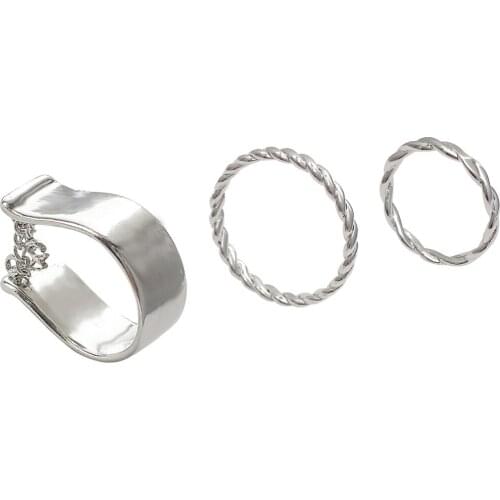 2021 new stylish temperament chain set ring for women web celebrity identical twisted wire personalized index finger ring