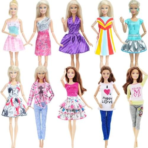 10 Set/Lot Fashion Design Princess Doll Dress Daily Casual Wear Party Accessories Clothes for Barbie Doll Baby DIY House Toys