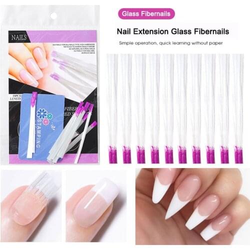 10pcs Nail Extension Fiber Nail Form Fibernails Acrylic Tips Fiberglass Extension Fiber Glass for Silk Building Nails Art Tools