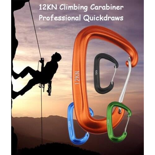 12KN D Shape Professional Climbing Carabiner Mountaineering Buckle Hook Safety Lock Outdoor Climbing Equipment Accessory