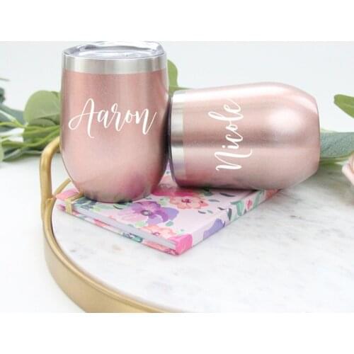50pcs SWIG Bridesmaid Gift Monogram Rose Gold Wine Tumbler Custom Personalized Monogrammed Tumbler Bride Tumbler