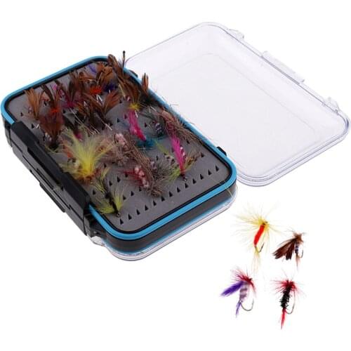 64pcs Fly Fishing Lures Sets Fishing Flies Fly Fishing Lure Hooks Tackle Box