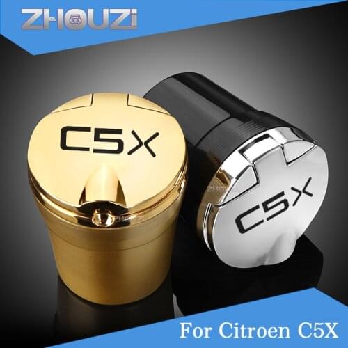 Car Ashtray With Led Lights Car Logo Cigarette Smoke Holder Personality Ashtray For Citroen C5 X C5X Car Accessories
