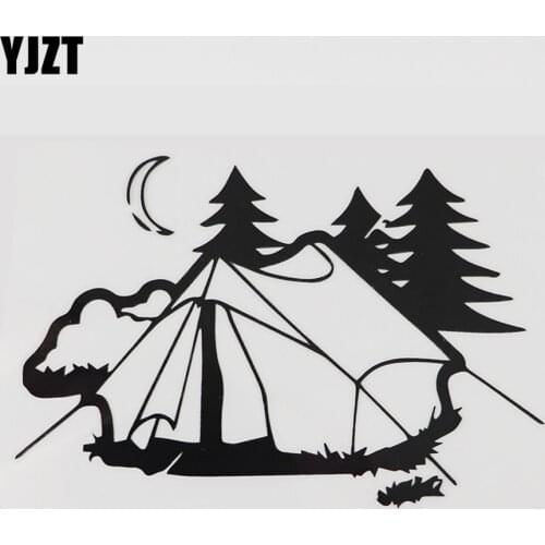 YJZT 15.7CMX10.7CM Cartoon Tent Camping Nature Rest Decal Vinyl Car Sticker Black/Silver 8A-1009