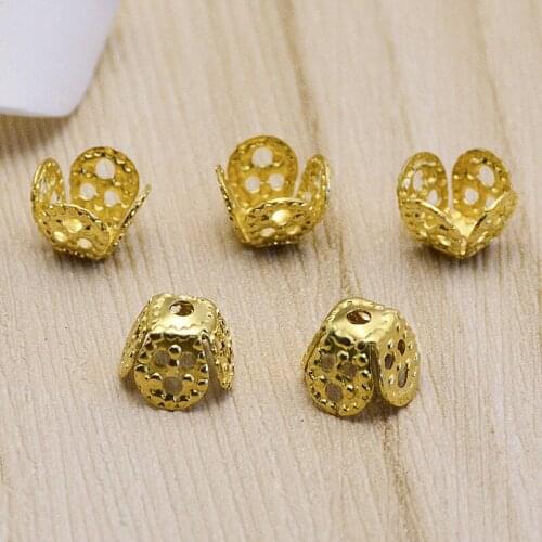 50pcs/lot Handcraft Hollow Out Copper Earring Jackets 7.5mm Tassel Fringes End Caps DIY Jewelry Making Beads Cap Accessories
