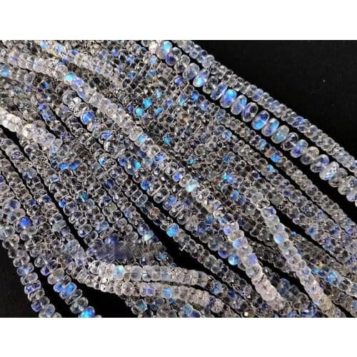 AAAAA LOOSE BEADS Moonstone roundel FACETED 3-4mm wholesale for DIY jewelry necklace 35cm