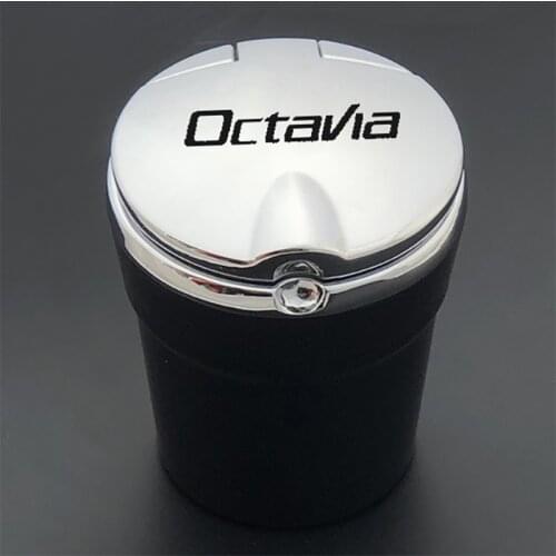 For Skoda OCTAVIA Car Ashtray Creative Personality Multi-function Car With LED Light Ashtray With Lid Car Ashtray Accessories