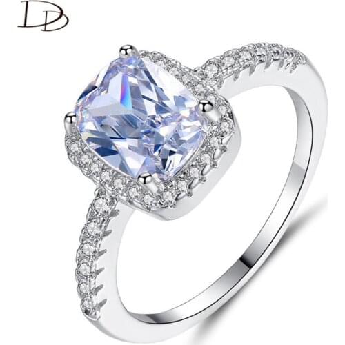DODO Square Shining AAA Zirconia Rings For Women Engagement Fashion Jewelry High Quality White Gold Color Bague Femme Gifts R411