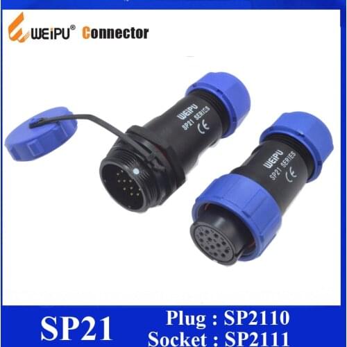 Original Weipu Connector SP21 2 3 4 5 7 9 12 Pin IP68 Female Plug + Male In-line Cable Connector Dust Cap SP2110/S* SP2111/P