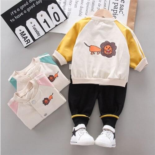Baby Boys Girls Spring Autumn Clothing Sets Infant Clothes Suits zipper T Shirt lion Coats Pants 3pcs Kid Children Costume sets