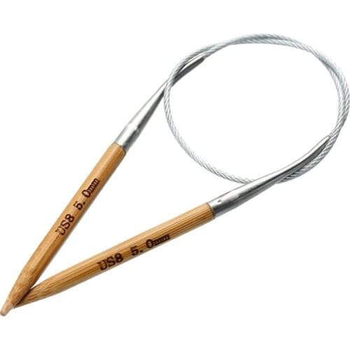DoreenBeads Natural Bamboo Fixed Circular Knitting Needles Silver Color Tube Crafts Crochet Hooks 41 cm(16 1/8") long, 1 Pair